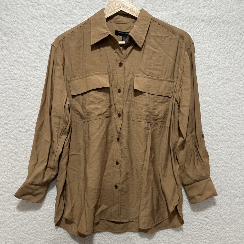 Banana Republic Button Front Roll Tab Utility Shirt Women's Size XS Petite NWT